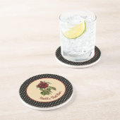 Burgundy-Rose zur besten Mama der Welt auf Black H Getränkeuntersetzer (Seite)