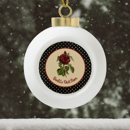 Burgundy-Rose zur besten Mama der Welt auf Black H Keramik Kugel-Ornament