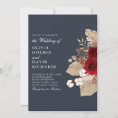 Burgundy Rose zur Einladung zur Hochzeit in Midnig (Vorderseite)