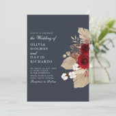 Burgundy Rose zur Einladung zur Hochzeit in Midnig (Stehend Vorderseite)