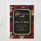 Burgundy Roses Birthday Party Invitation Einladung (Vorderseite)