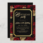  Burgundy Roses Birthday Party Invitation Einladung (Vorne/Hinten)