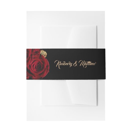 Burgundy Roses Boho Wedding Einladungsbanderole (Vorderseite Beispiel)