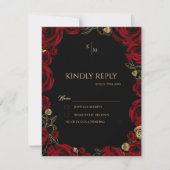 Burgundy Roses Boho Wedding RSVP Karte (Vorderseite)