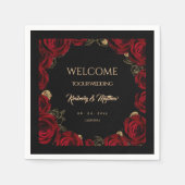 Burgundy Roses Boho Wedding Serviette (Vorderseite)