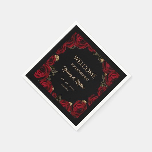 Burgundy Roses Boho Wedding Serviette (Ecke)