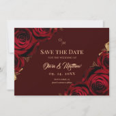  Burgundy Roses Floral Marsala Wedding Save The Date (Vorderseite)