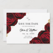  Burgundy Roses Floral Rustic Wedding Save The Date (Vorderseite)