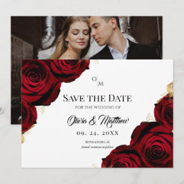 Burgundy Roses Floral Rustic Wedding Save The Date