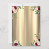 Burgundy Roses Glitter Dress Butterfly Einladung (Rückseite)