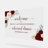 Burgundy Roses Wedding Rehearsal Dinner Welcome Acrylschild (Winkel)