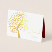 Burgundy Rosh Hashanah Tree Life Foto Real Gold Folienkarte (Vorderseite)