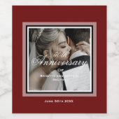 Burgundy Rot personalisierbares 50-jähriges Foto Weinetikett (Einzelnes Label)