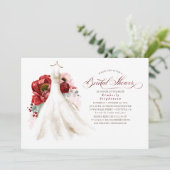 Burgundy Rot-Rot-Rosa-Brautparty Einladung (Stehend Vorderseite)