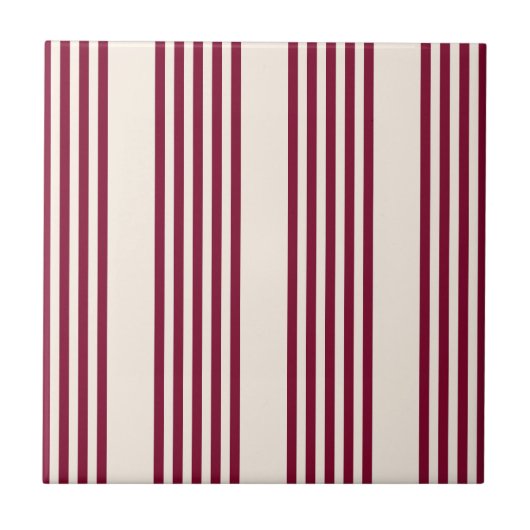 Burgundy rot und beige 5 Streifen Muster Fliese (Vorderseite)