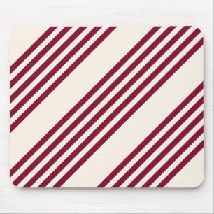 Burgundy rot und beige 5 Streifen Muster Mousepad