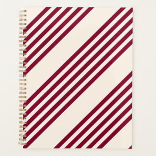 Burgundy rot und beige 5 Streifen Muster Planer