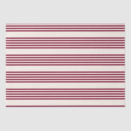 Burgundy rot und beige 5 Streifen Muster Seidenpapier (Vorderseite)