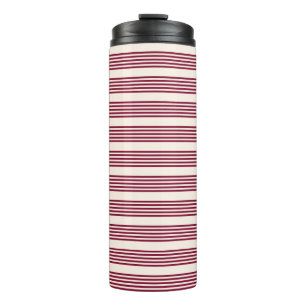 Burgundy rot und beige 5 Streifen Muster Thermosbecher