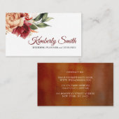 Burgundy Rot und Orange Floral Elegantes Botanisch Visitenkarte (Vorne/Hinten)
