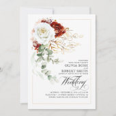 Burgundy Rot und Weiß Blume Elegante Hochzeit Einladung (Vorderseite)