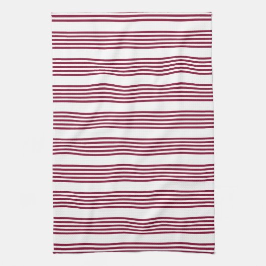 Burgundy rot-weiß fünf Streifen Muster Geschirrtuch (Vertikal)