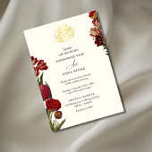 Burgundy Rote Blumenmuslime Islamische Nikah Einladung