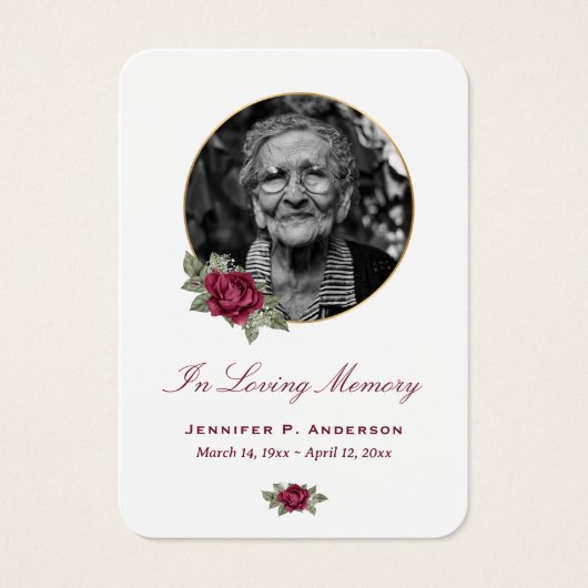 Burgundy Rote Rose Gold Floral Memories Cards (Vorderseite)
