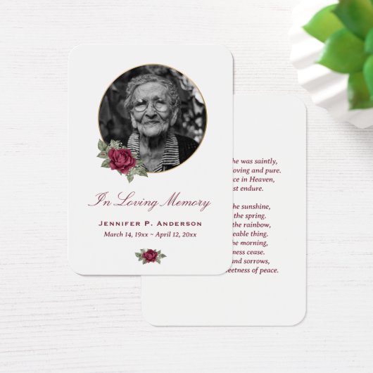 Burgundy Rote Rose Gold Floral Memories Cards (Schreibtisch)