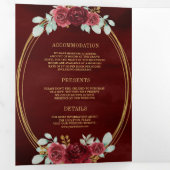 Burgundy-Rote Rosen alle in einem QR-Code Hochzeit Dreifach Gefaltete Einladung (Innen Erste Seite)