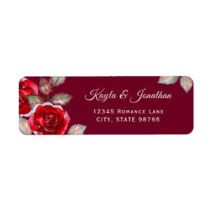 Burgundy Rote Rosen Aquarell Rücksendeadresse