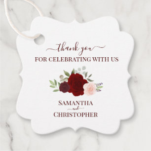 Burgundy Rote Rosen Elegant Wedding Vielen Dank Geschenkanhänger