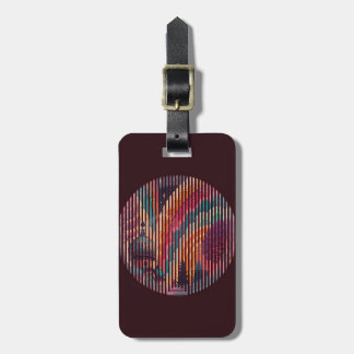 Burgundy Round Stripe Luggage Tag – Customizable Gepäckanhänger
