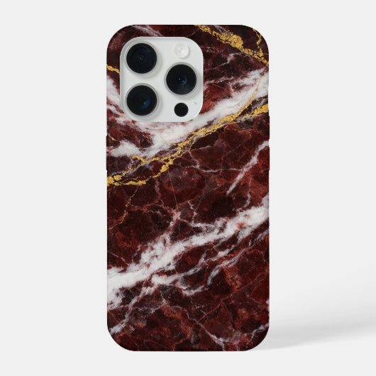 Burgundy Royale Marble with White & Gold Veining iPhone Hülle (Rückseite)