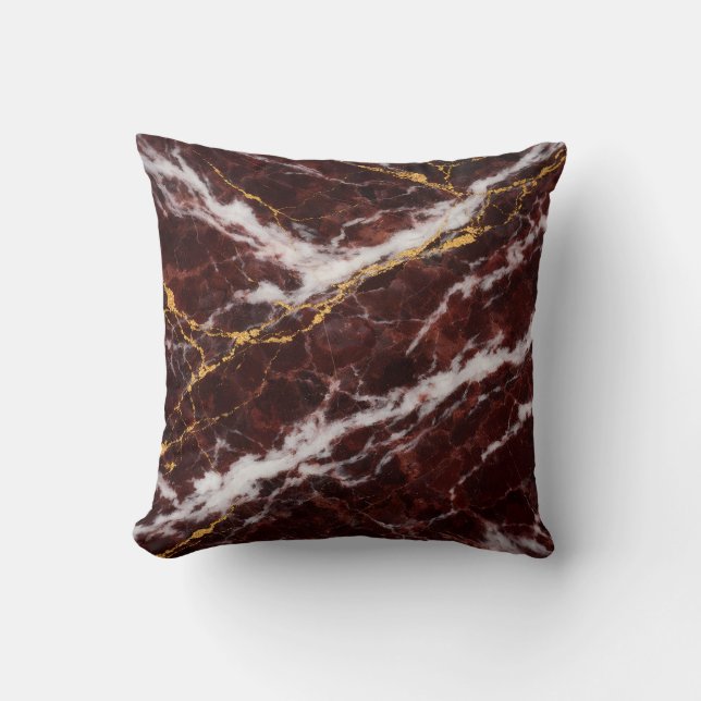 Burgundy Royale Marble with White & Gold Veining Kissen (Vorderseite)