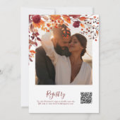 Burgundy Rückgang der Liebe Foto QR Code Brautpart Einladung (Rückseite)