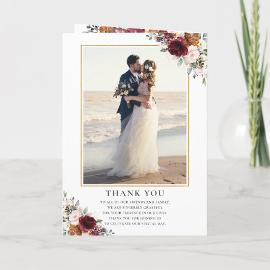 Burgundy Rust Blush Bloral Gold Hochzeitsprogramm Programm (Rückseite)