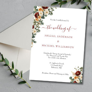 Burgundy Rust Cream Floral Elegante Hochzeit Einladung