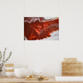 Burgundy Rust Dark Red Marble Akryllische Kunst Ab Poster (Küche)