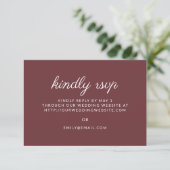 Burgundy Rust Script Wedding Kindly Antwort Websit (Stehend Vorderseite)