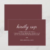 Burgundy Rust Script Wedding Kindly Antwort Websit (Vorne/Hinten)