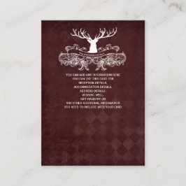 Burgundy Rustic Antler Deer Woodland Wedding Begleitkarte