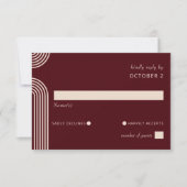 Burgundy Rustic Boho Arched Modern Wedding RSVP Karte (Vorderseite)
