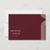 Burgundy Rustic Boho Arched Modern Wedding RSVP Karte (Rückseite)