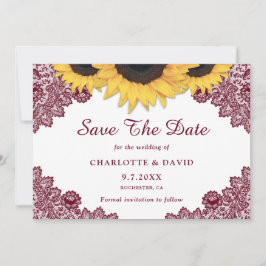 Burgundy Rustic Chic Sonnenblumen Hochzeit Save The Date