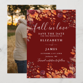 Burgundy Rustic Fall Autumn Photo Wedding Save The Date