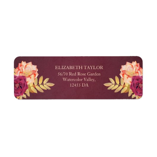 Burgundy Rustic Fall Boho Floral Wedding Address (Vorne)
