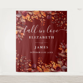 Burgundy Rustic Fall Floral Photo Booth Backdrop Wandteppich