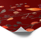 Burgundy Rustic Fall In Love Wedding Welcome Sign Poster (Ecke)