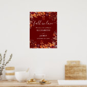 Burgundy Rustic Fall In Love Wedding Welcome Sign Poster (Küche)